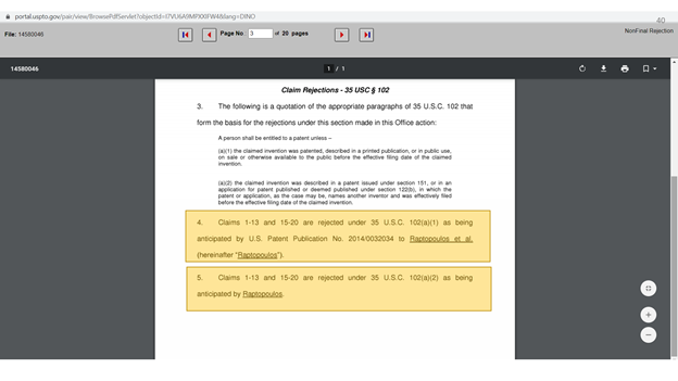 Helps to see the specific reason that a US patent examiner rejected a patent application filed by an applicant.