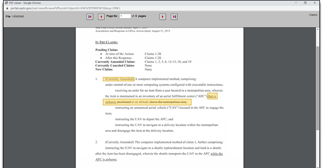 Providing more information related to the amended claims of a patent application in the file wrapper. This is part of the process of a patent application going from the application stage to the grant stage.